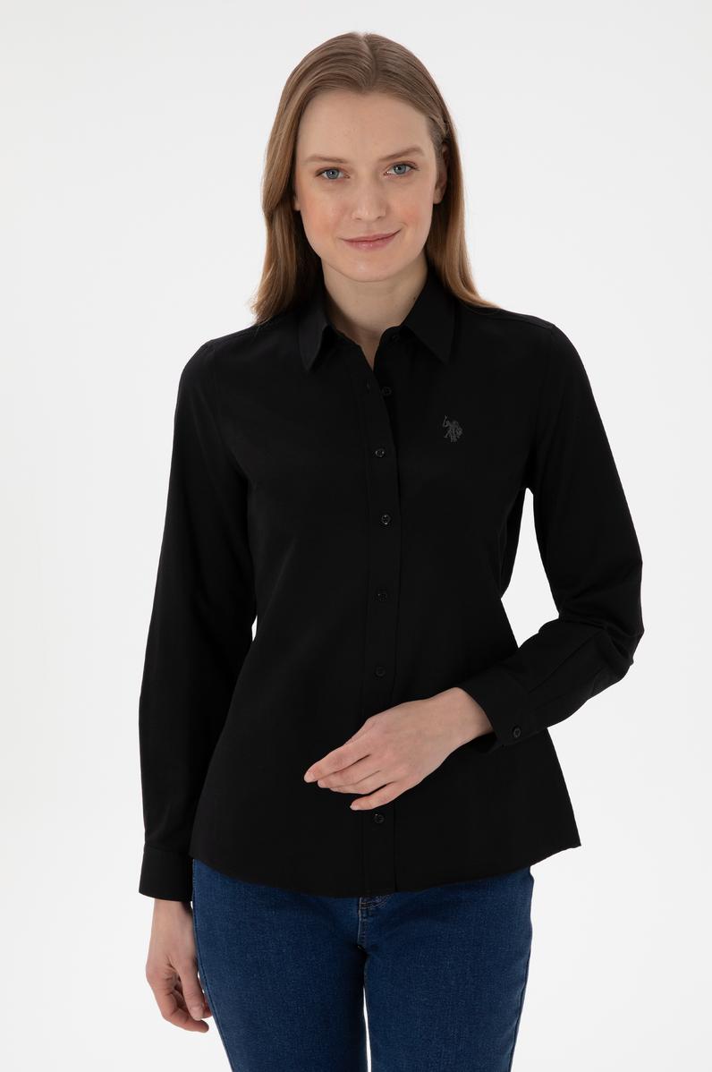 Kadın Siyah Uzun Kollu Basic Gömlek