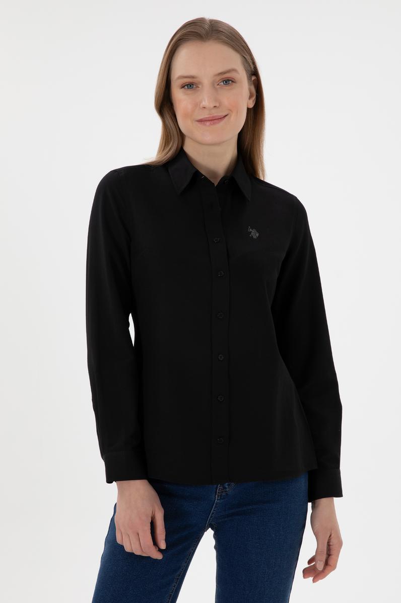 Kadın Siyah Uzun Kollu Basic Gömlek