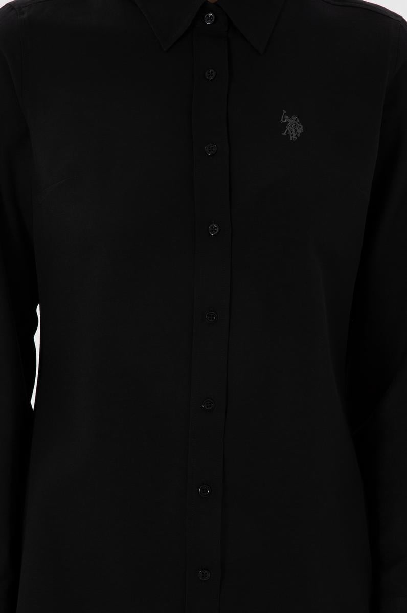 Kadın Siyah Uzun Kollu Basic Gömlek