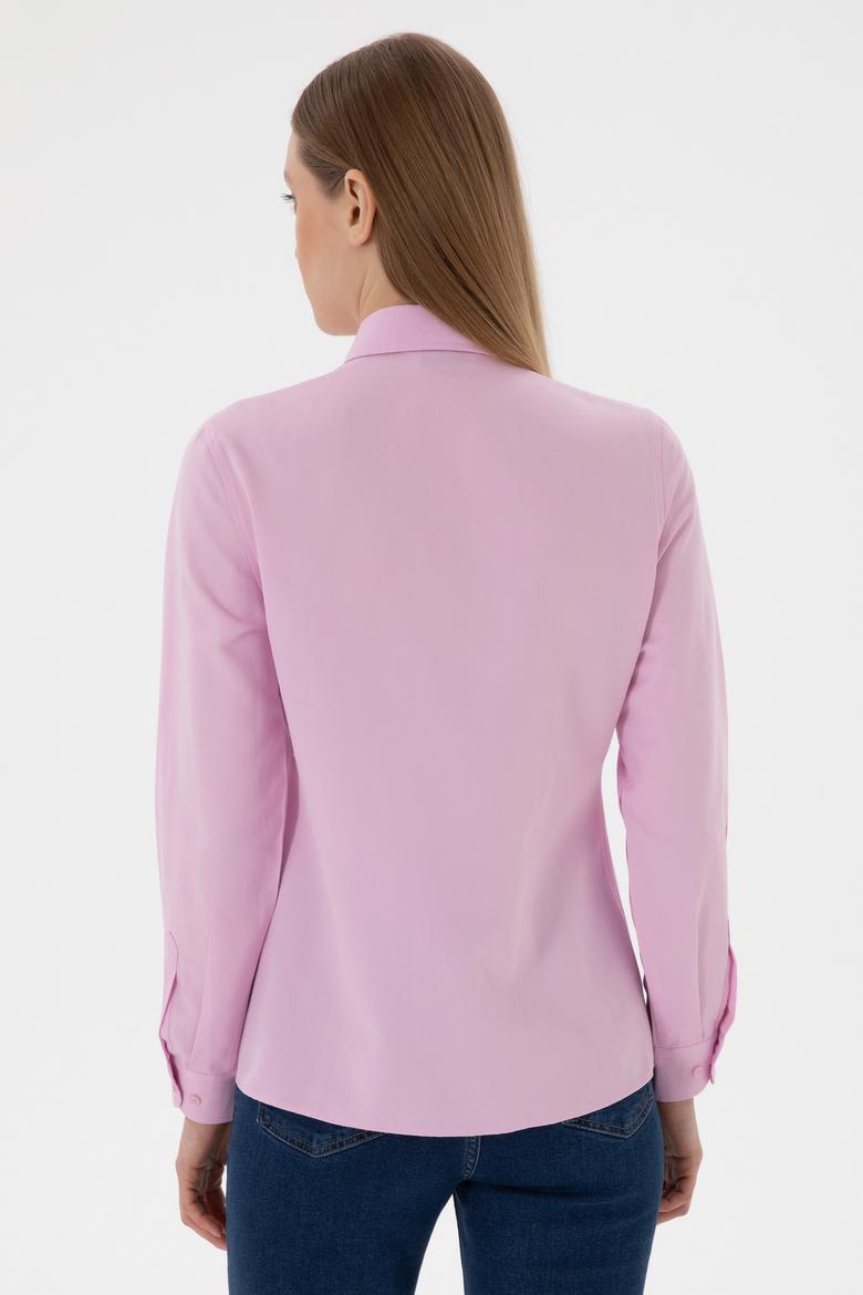 Kadın Pembe Uzun Kollu Basic Gömlek - 50307726029