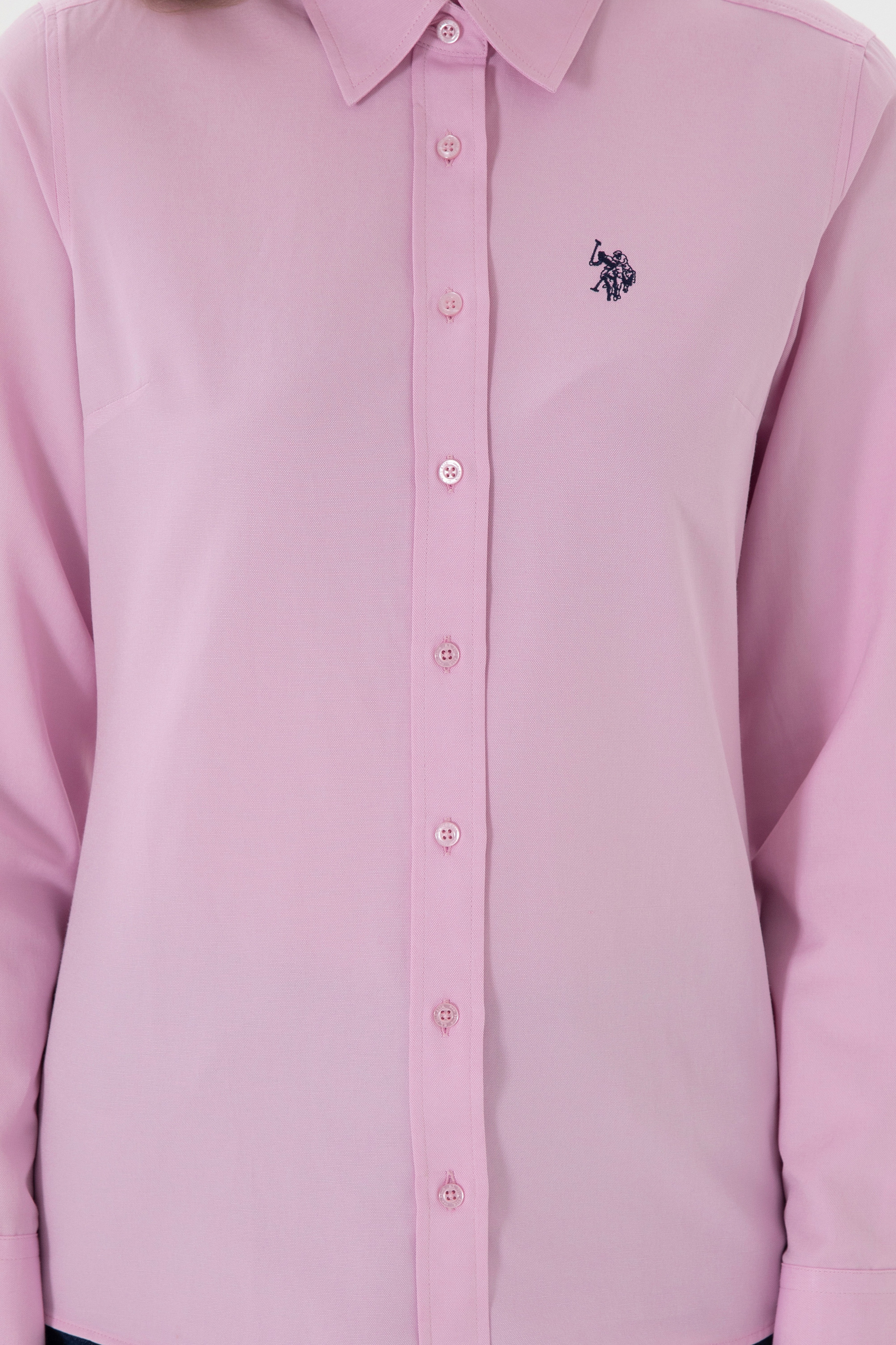 Kadın Pembe Uzun Kollu Basic Gömlek - Image 7