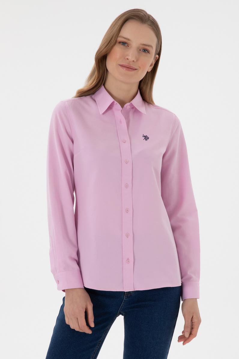 Kadın Pembe Uzun Kollu Basic Gömlek