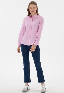 Kadın Pembe Uzun Kollu Basic Gömlek - 50307726029
