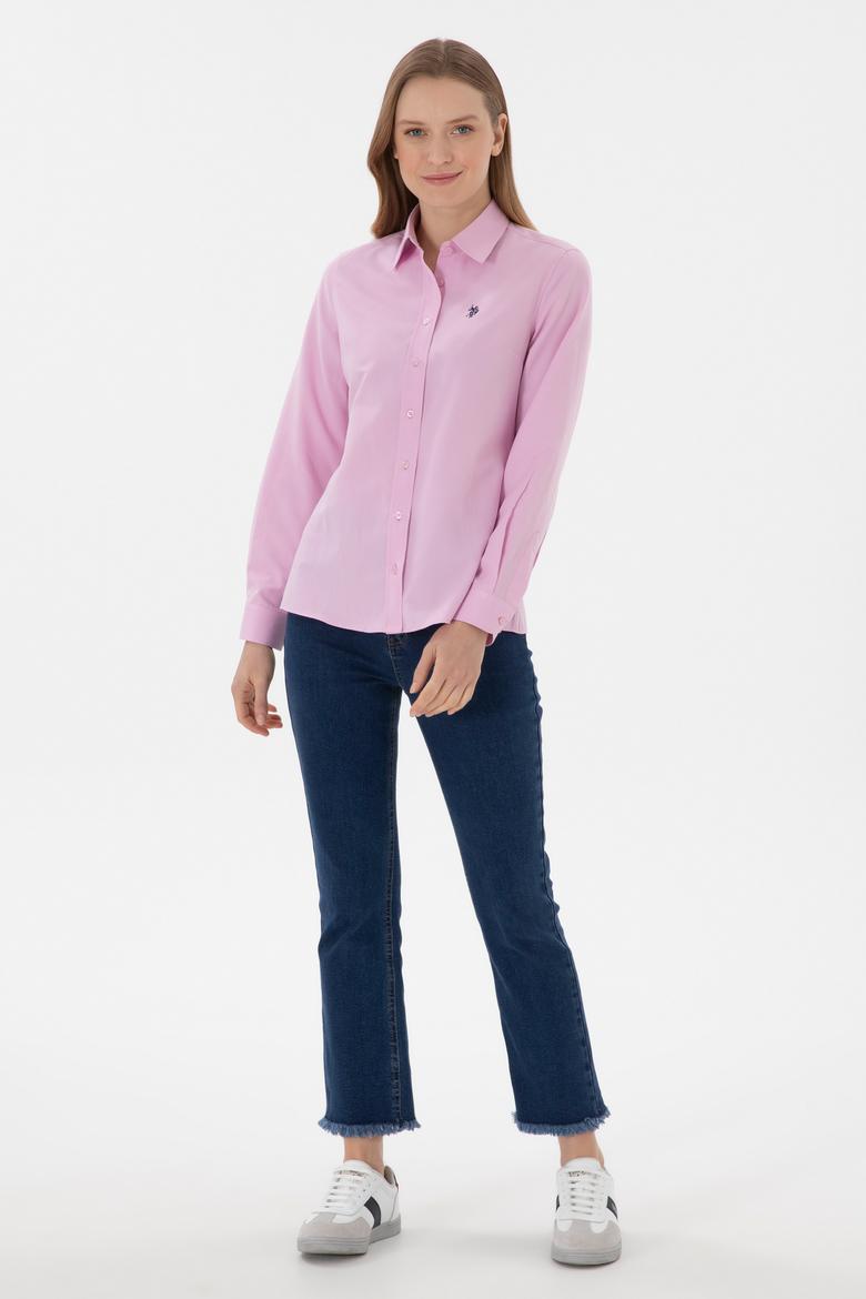 Kadın Pembe Uzun Kollu Basic Gömlek - 50307726029