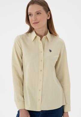Kadın Açık Haki Uzun Kollu Basic Gömlek - 50307726021