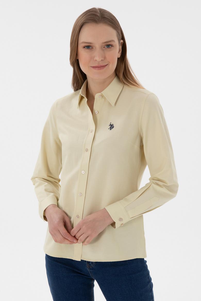 Kadın Açık Haki Uzun Kollu Basic Gömlek - 50307726021