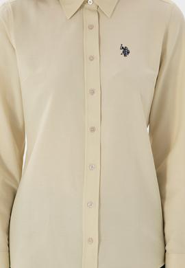 Kadın Açık Haki Uzun Kollu Basic Gömlek - 50307726021