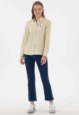 Kadın Açık Haki Uzun Kollu Basic Gömlek - 50307726021