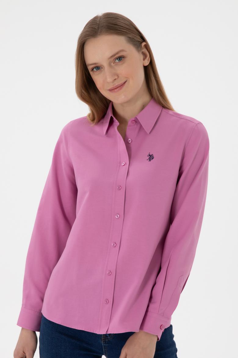 Kadın Fuşya Uzun Kollu Basic Gömlek - 50307726091
