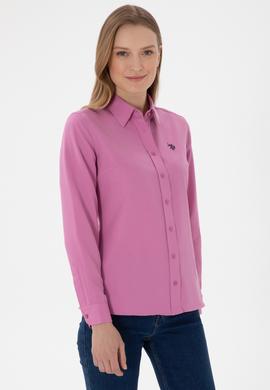 Kadın Fuşya Uzun Kollu Basic Gömlek - 50307726091