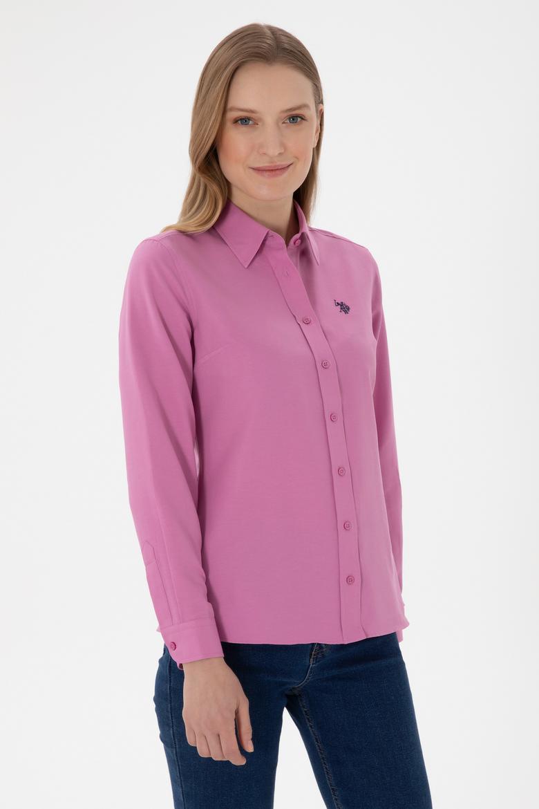 Kadın Fuşya Uzun Kollu Basic Gömlek - 50307726091