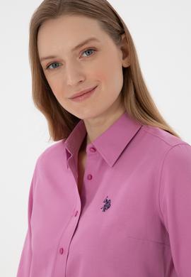 Kadın Fuşya Uzun Kollu Basic Gömlek - 50307726091