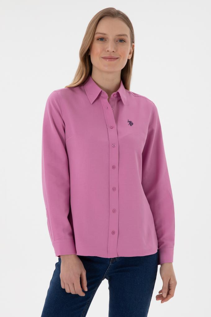 Kadın Fuşya Uzun Kollu Basic Gömlek