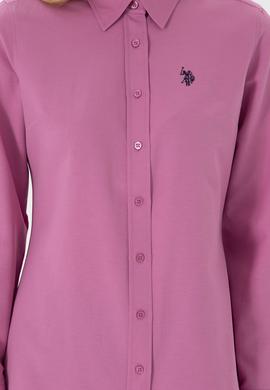 Kadın Fuşya Uzun Kollu Basic Gömlek - 50307726091