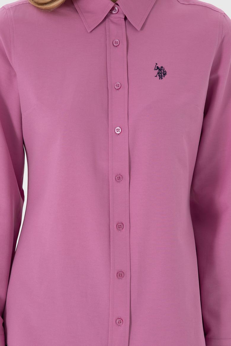 Kadın Fuşya Uzun Kollu Basic Gömlek - 50307726091