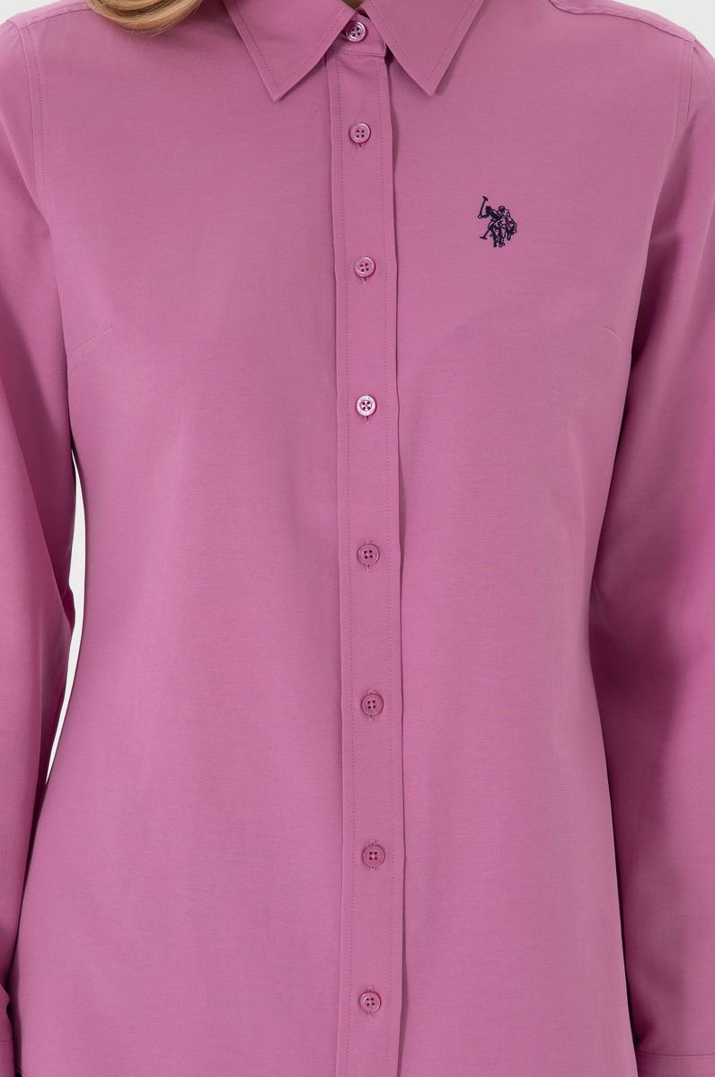 Kadın Fuşya Uzun Kollu Basic Gömlek