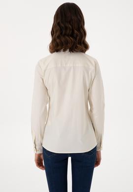 Kadın Açık Haki Uzun Kollu Basic Gömlek - 50298089047