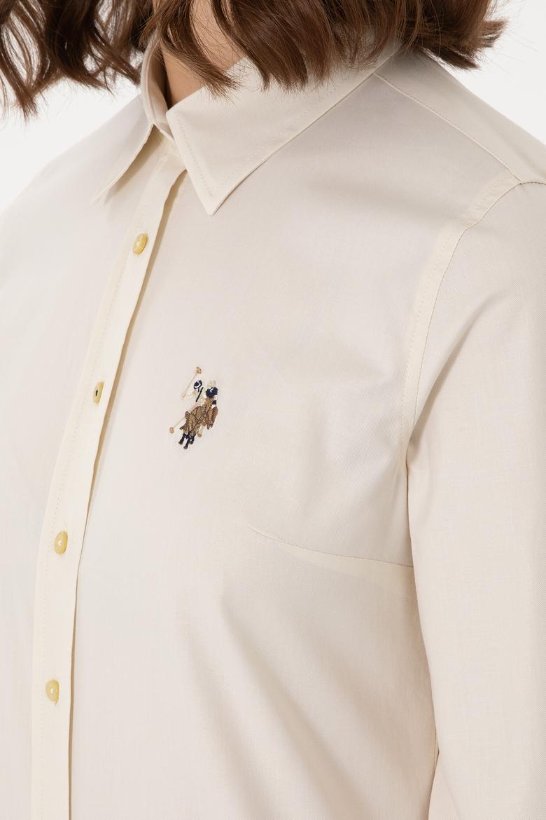 Kadın Açık Haki Uzun Kollu Basic Gömlek - 50298089047