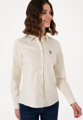 Kadın Açık Haki Uzun Kollu Basic Gömlek - 50298089047