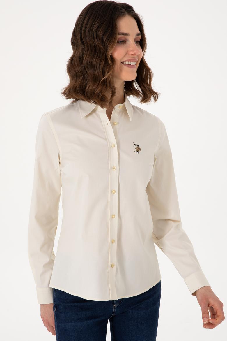 Kadın Açık Haki Uzun Kollu Basic Gömlek - 50298089047