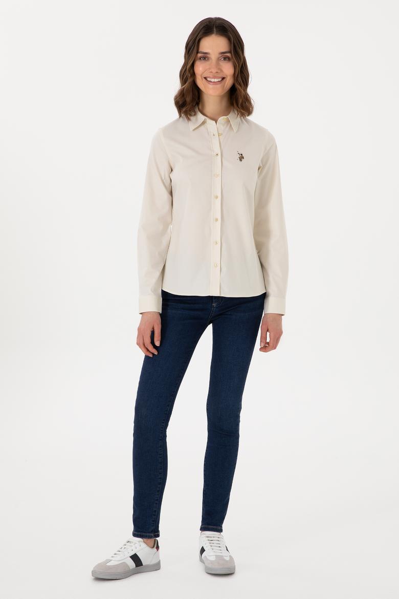 Kadın Açık Haki Uzun Kollu Basic Gömlek - 50298089047
