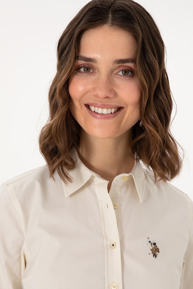 Kadın Açık Haki Uzun Kollu Basic Gömlek - 50298089047