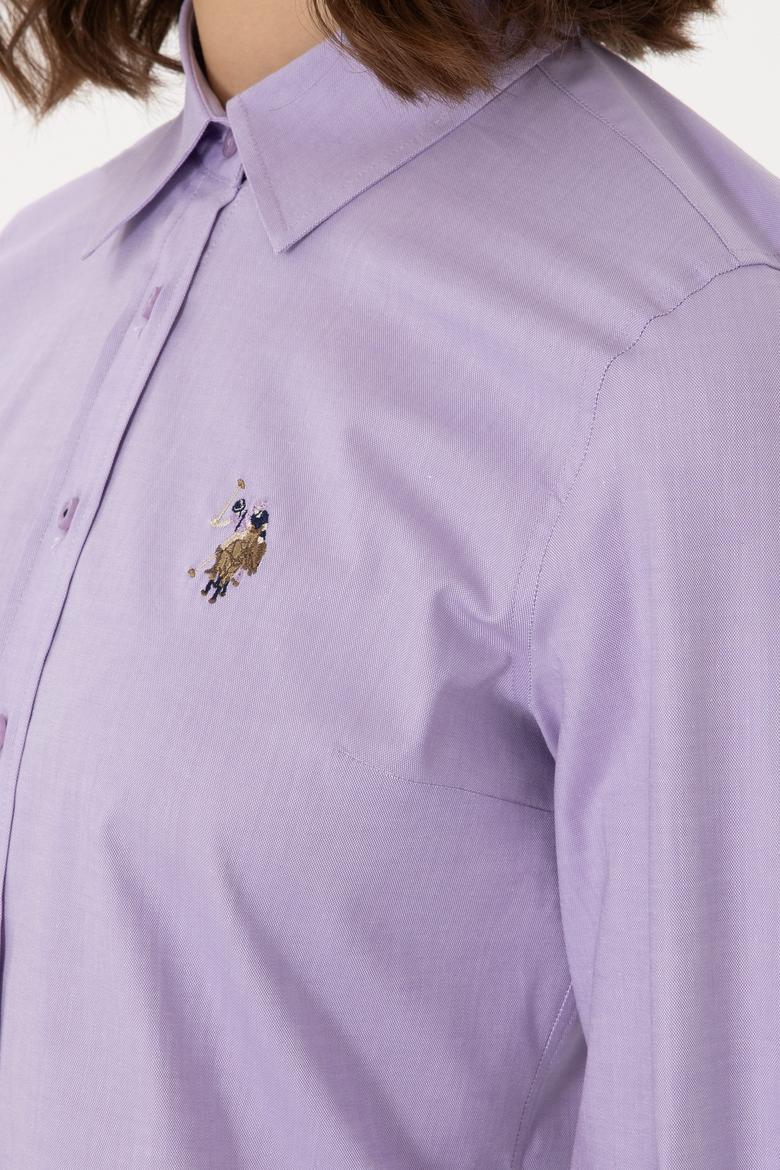 Kadın Lila Uzun Kollu Basic Gömlek - 50298089034
