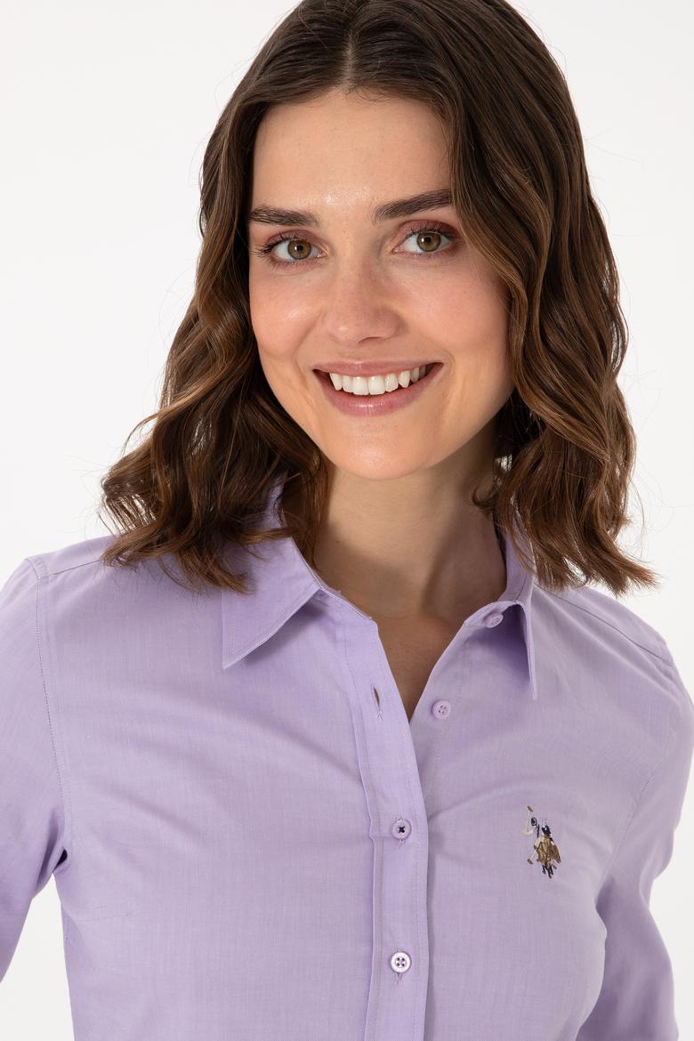 Kadın Lila Uzun Kollu Basic Gömlek - 50298089034