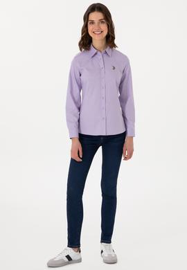 Kadın Lila Uzun Kollu Basic Gömlek - 50298089034