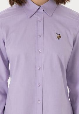 Kadın Lila Uzun Kollu Basic Gömlek - 50298089034