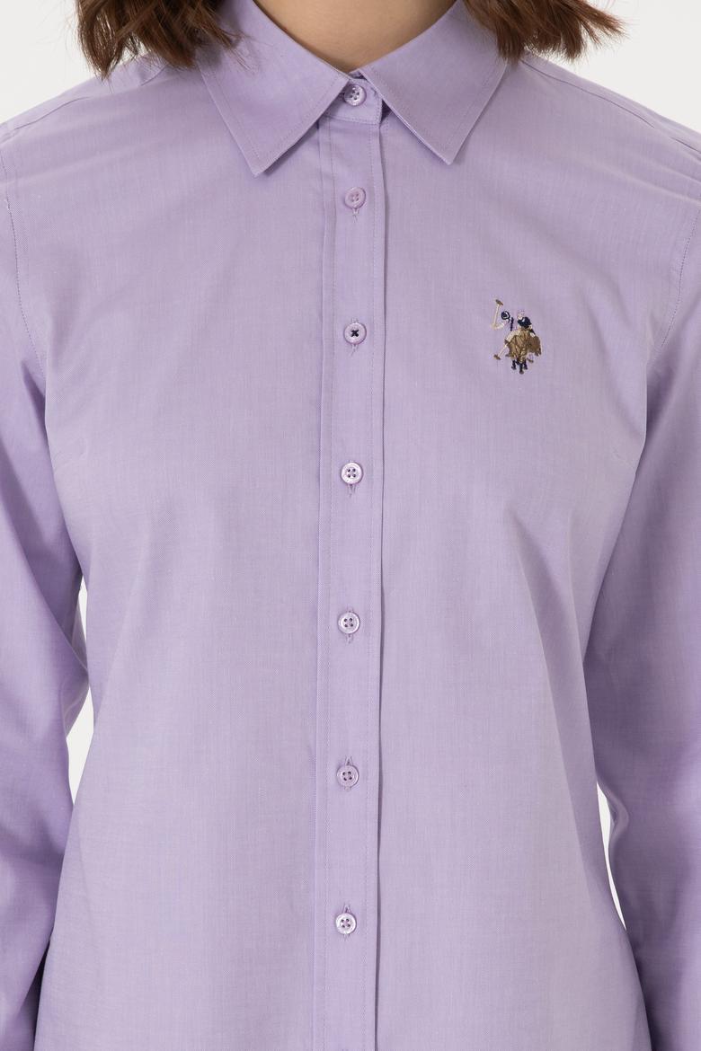 Kadın Lila Uzun Kollu Basic Gömlek - 50298089034