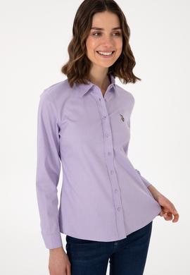 Kadın Lila Uzun Kollu Basic Gömlek - 50298089034