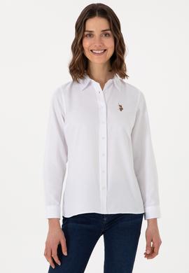 Kadın Beyaz Uzun Kollu Basic Gömlek - 50298103002