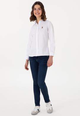 Kadın Beyaz Uzun Kollu Basic Gömlek - 50298103002
