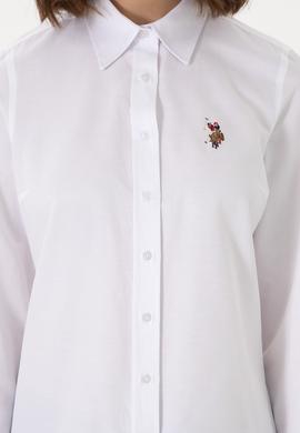 Kadın Beyaz Uzun Kollu Basic Gömlek - 50298103002