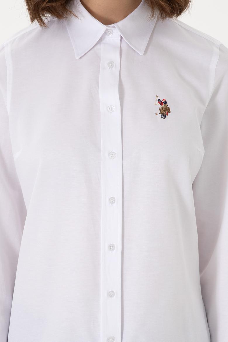 Kadın Beyaz Uzun Kollu Basic Gömlek - 50298103002