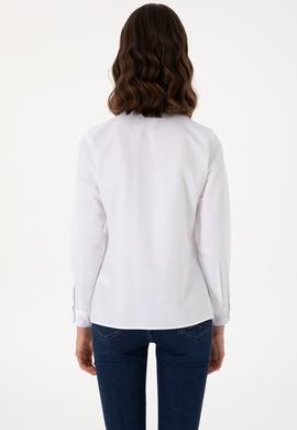 Kadın Beyaz Uzun Kollu Basic Gömlek - 50298103002