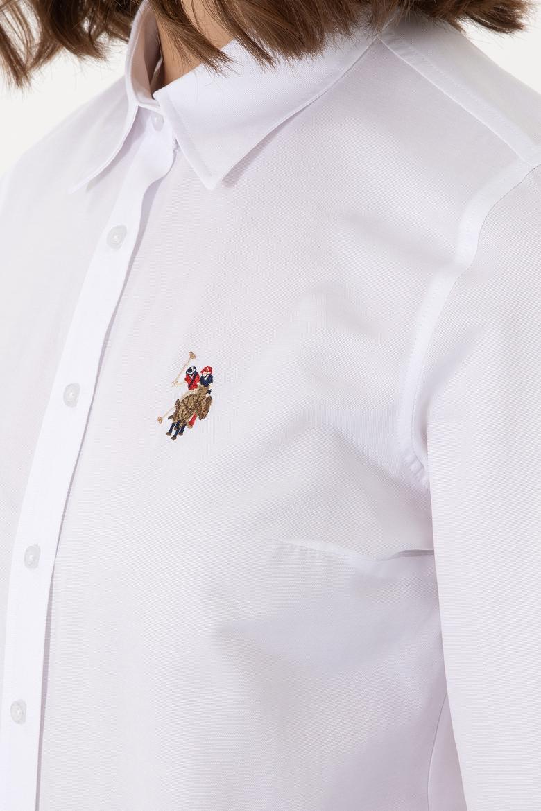 Kadın Beyaz Uzun Kollu Basic Gömlek - 50298103002