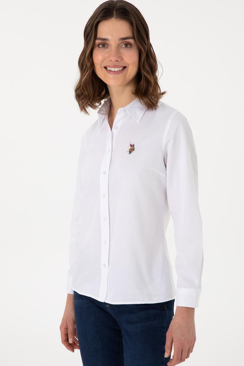 Kadın Beyaz Uzun Kollu Basic Gömlek - 50298103002