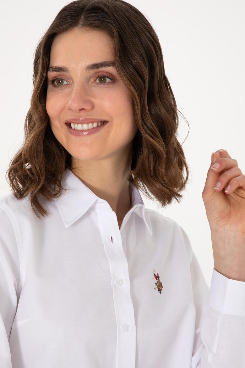 Kadın Beyaz Uzun Kollu Basic Gömlek - 50298103002