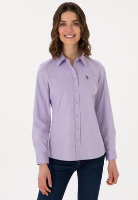 Kadın Lila Uzun Kollu Basic Gömlek - 50298113089