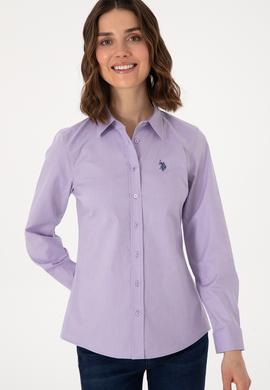 Kadın Lila Uzun Kollu Basic Gömlek - 50298113089