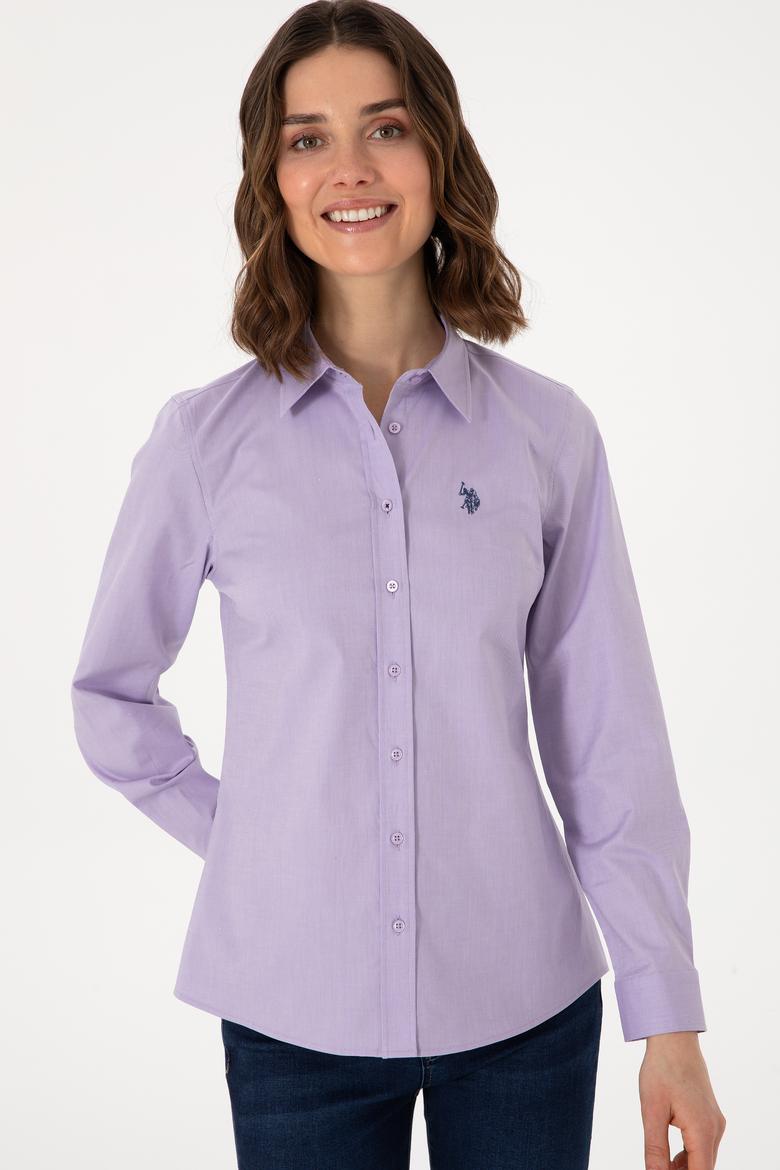Kadın Lila Uzun Kollu Basic Gömlek - 50298113089