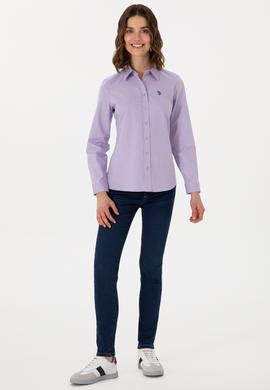 Kadın Lila Uzun Kollu Basic Gömlek - 50298113089
