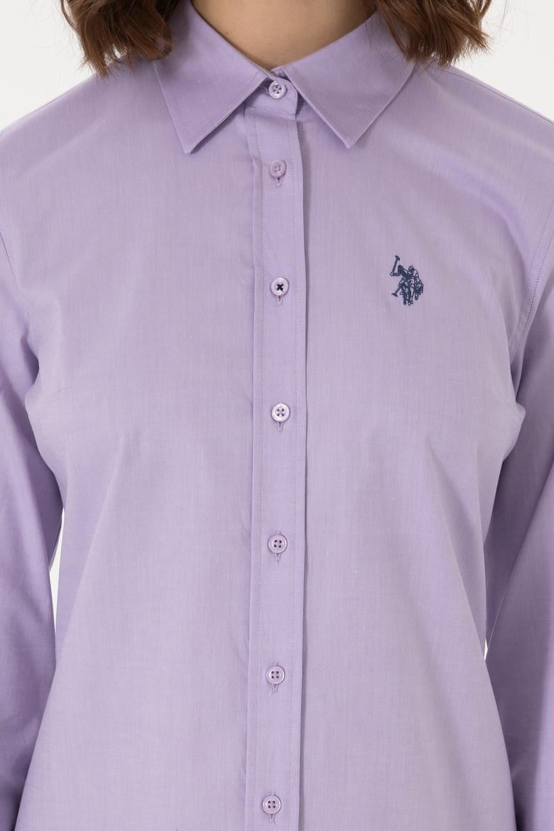 Kadın Lila Uzun Kollu Basic Gömlek - 50298113089