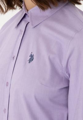 Kadın Lila Uzun Kollu Basic Gömlek - 50298113089