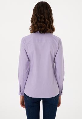 Kadın Lila Uzun Kollu Basic Gömlek - 50298113089