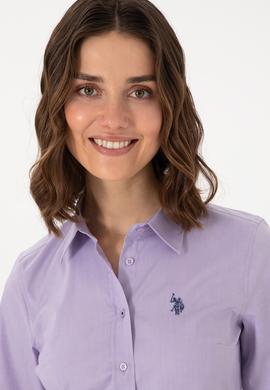 Kadın Lila Uzun Kollu Basic Gömlek - 50298113089