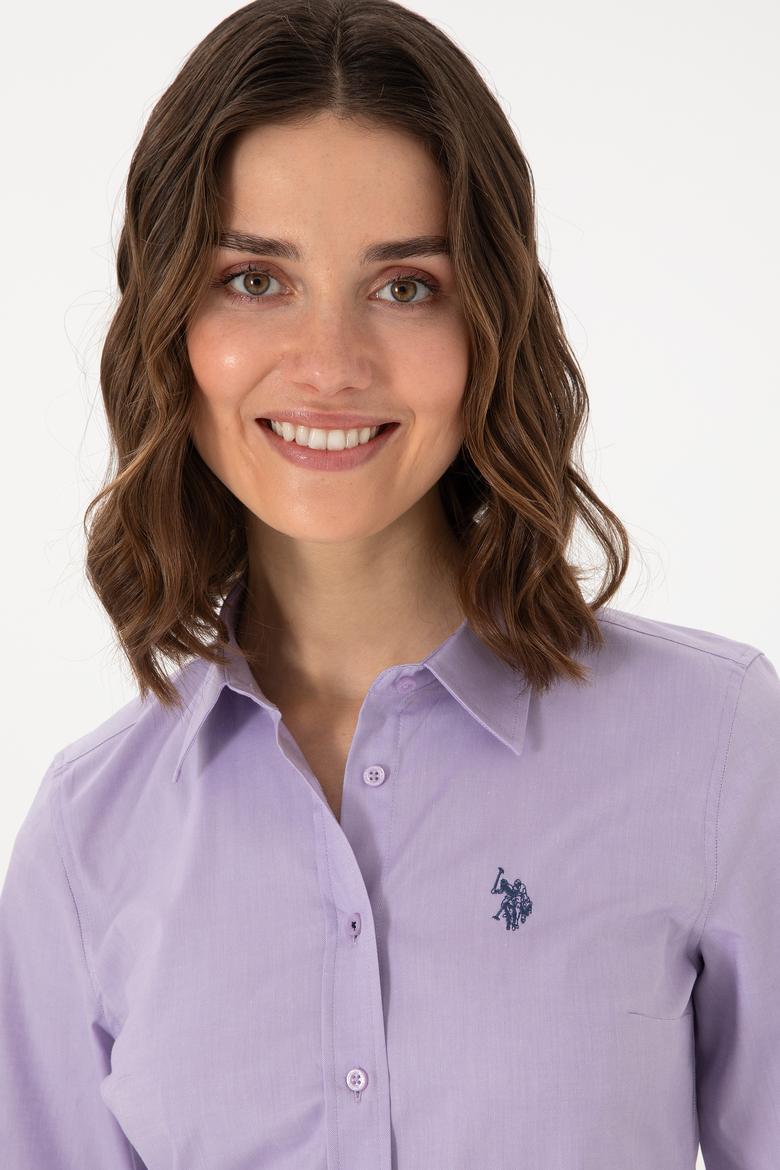 Kadın Lila Uzun Kollu Basic Gömlek - 50298113089