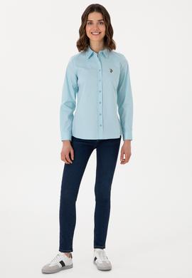 Kadın Aqua Uzun Kollu Basic Gömlek - 50298089056